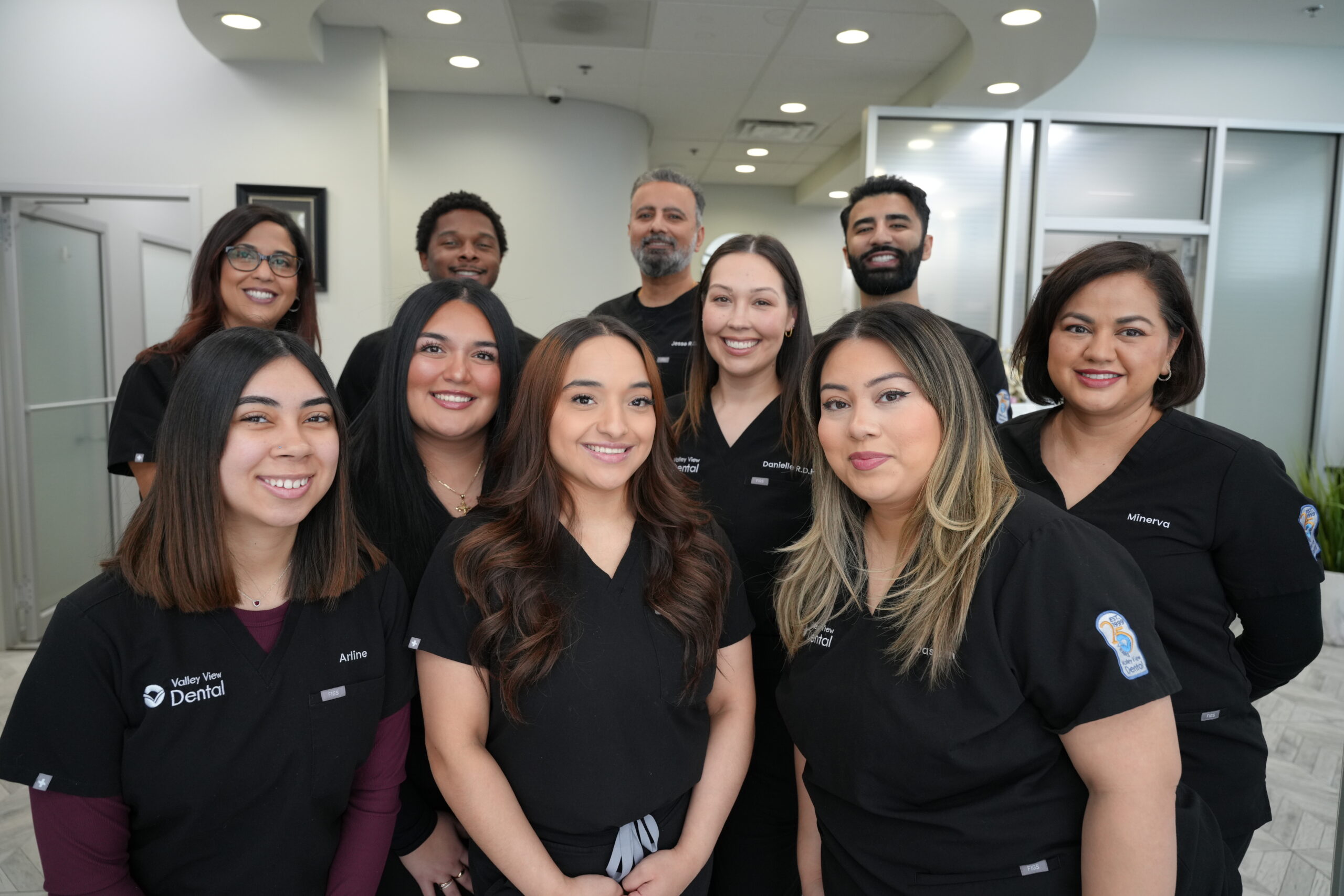 Best Family Dentist in Montgomery, IL, dental office team smiling