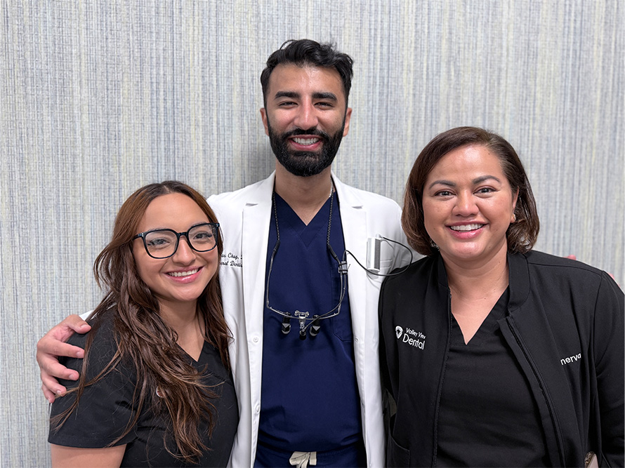 Family Dental Checkups in Montgomery, IL, Valley View Dental Montgomery staff smiling in dental office