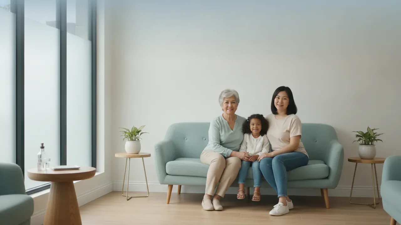 Mother and child laughing together at home