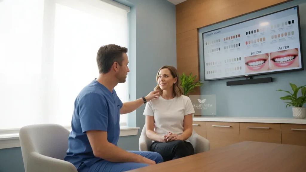 What Veneers Cost - Per Tooth, Per Smile, and What Drives the Price 1 - Valley View Dental CONTENT A008 veneerscost inbetween 1 - Valley View Dental