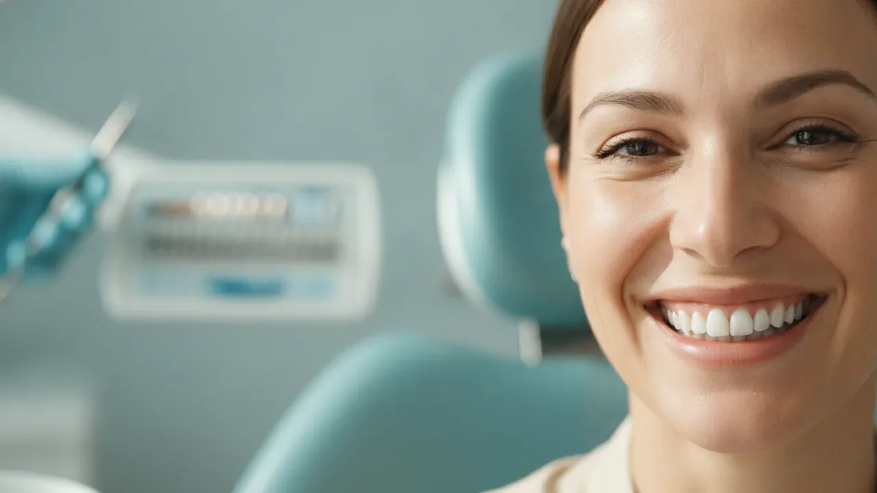Smiling woman in a dental chair