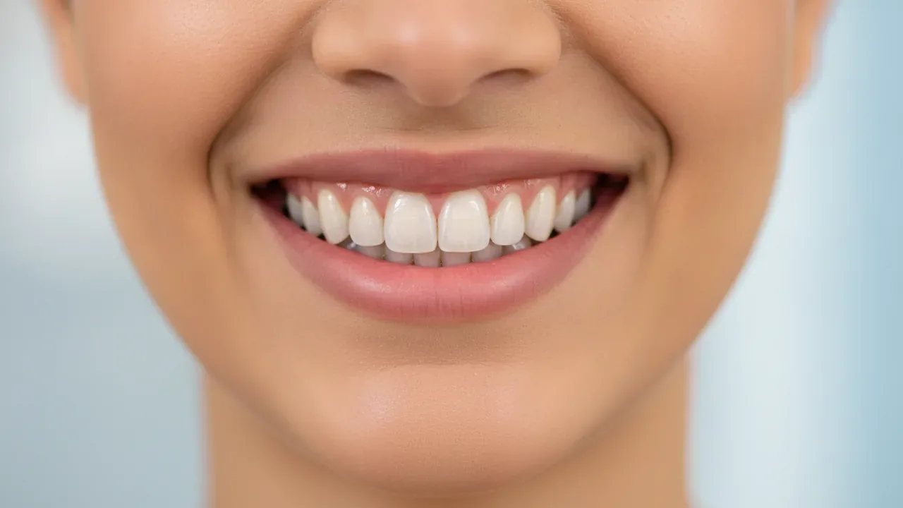 Close-up smile with a gap between front teeth