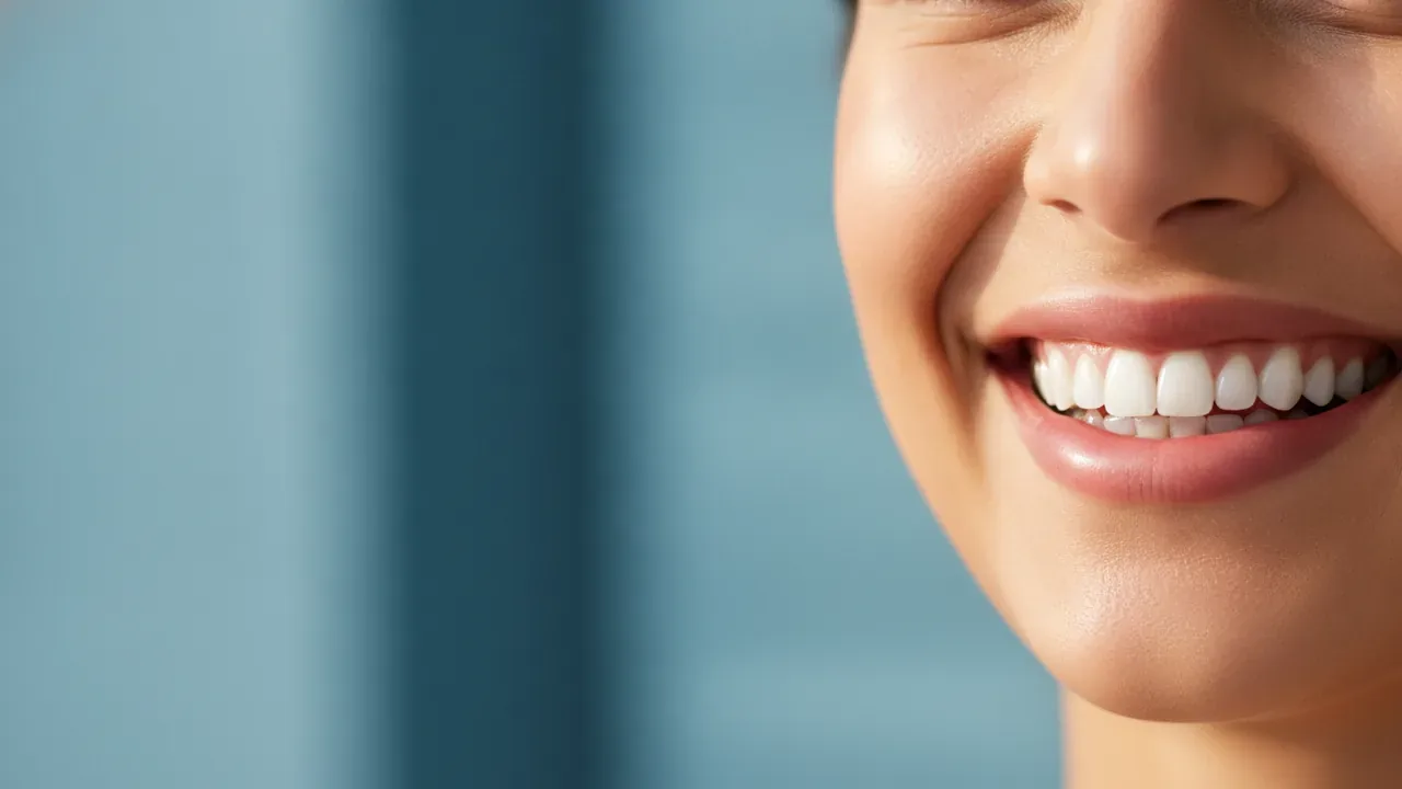 Close-up smile with bright white teeth