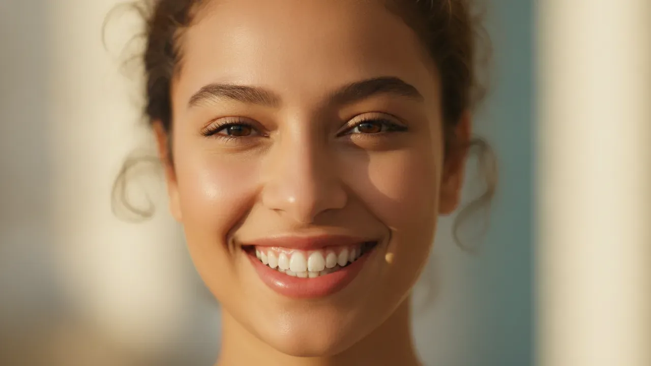 Young woman smiling with bright white teeth