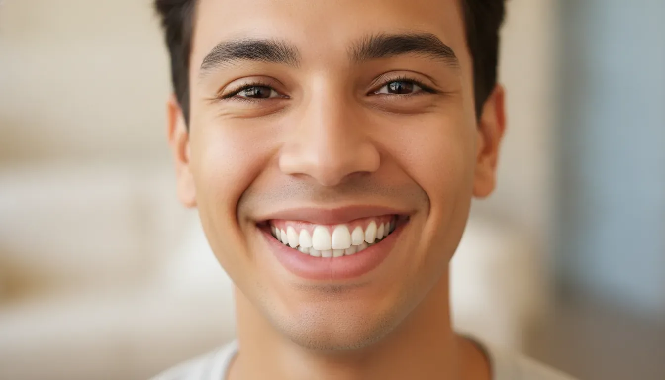 Man smiling with bright, even teeth