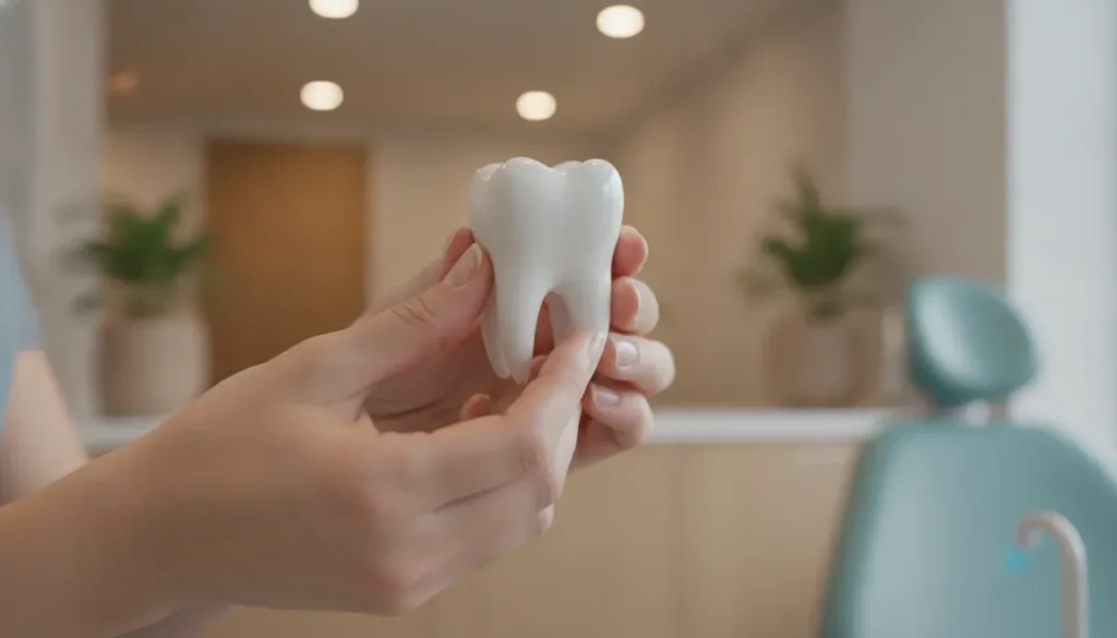 Can a Root-Canalled Tooth Get Infected Again 1 - Valley View Dental Hands holding a model tooth during a dental examination