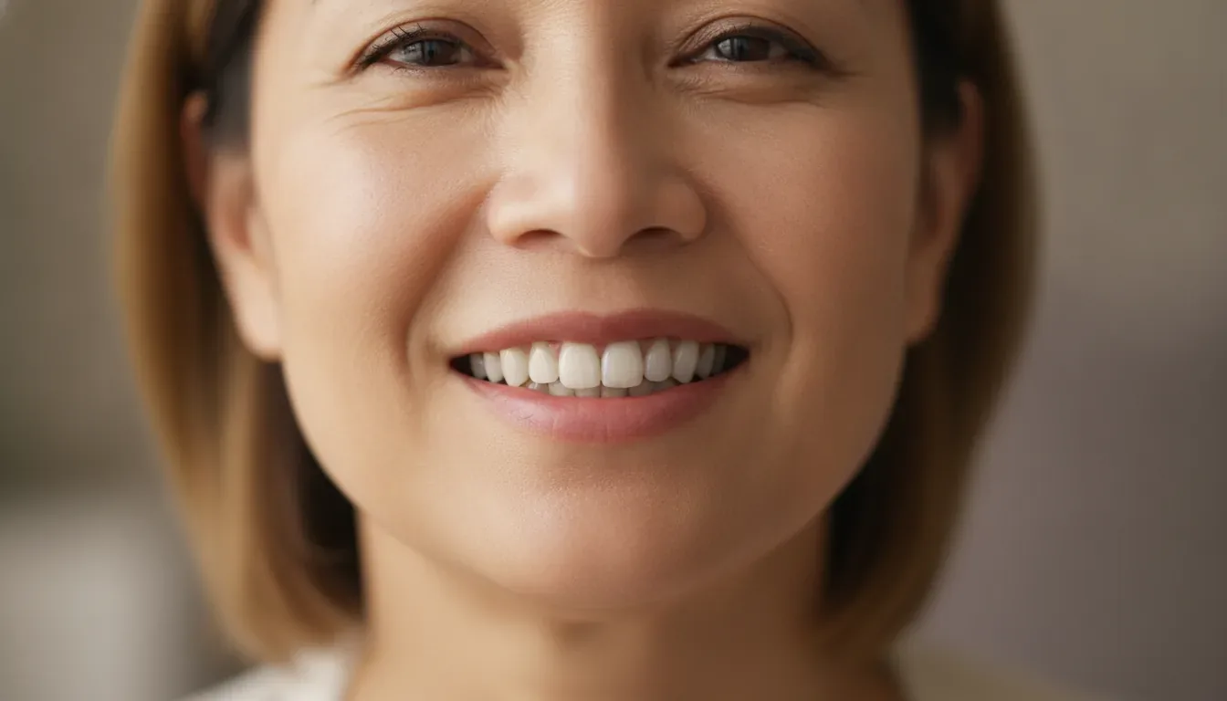 Close-up of porcelain dental crowns