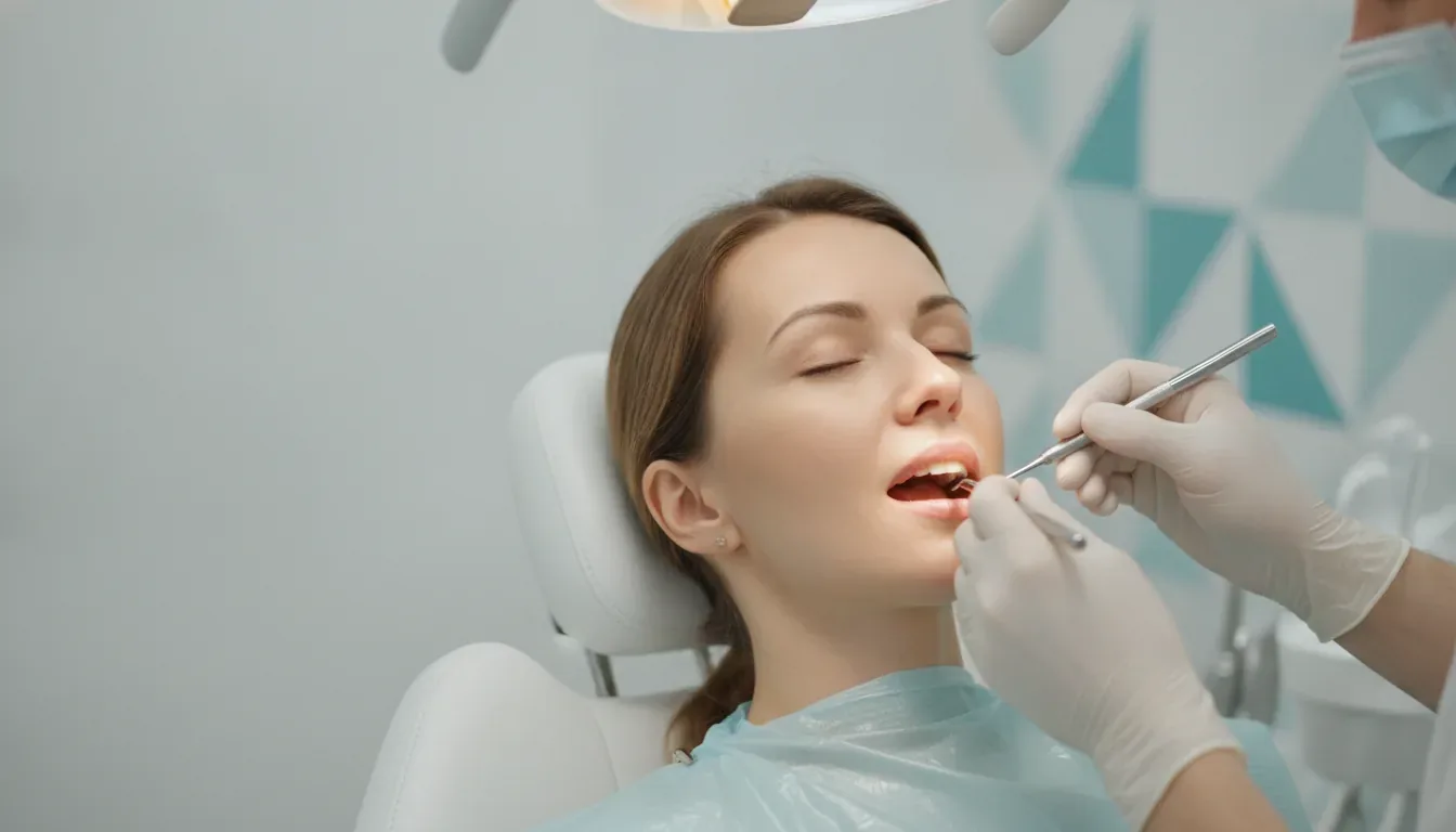 Dentist examining patient during emergency visit