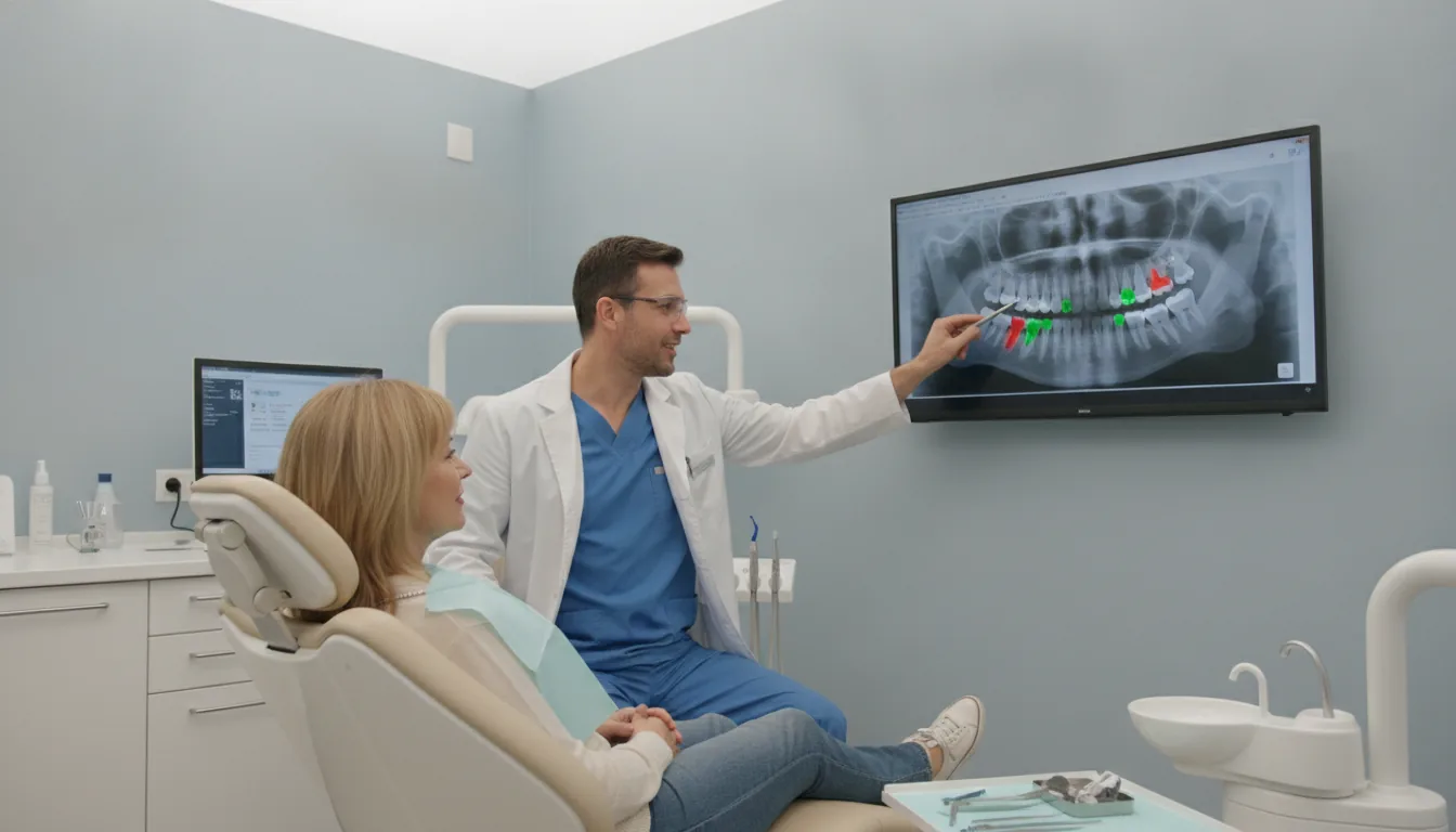Dentist explaining dental X-ray results